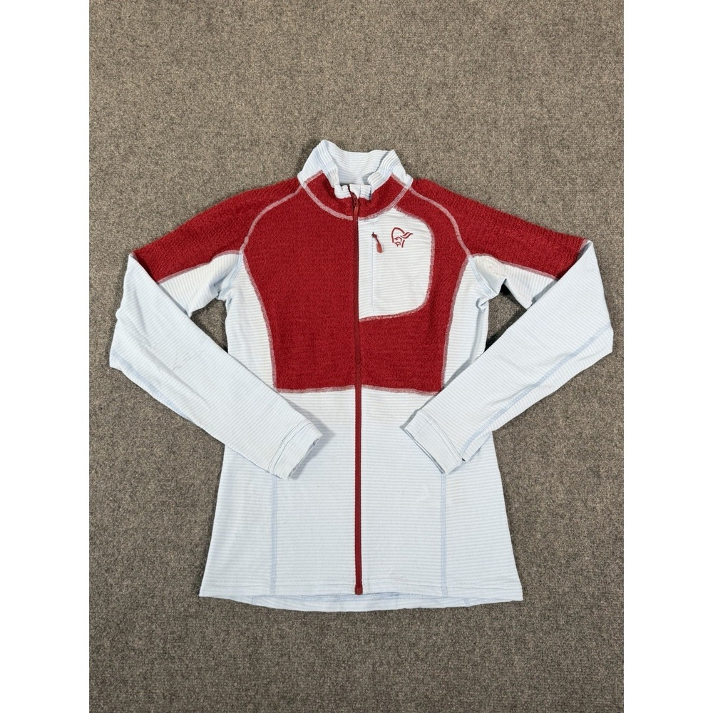 NORRONA Lyngen Alpha90 Fleece Jacket Womens Size Small Blue Red